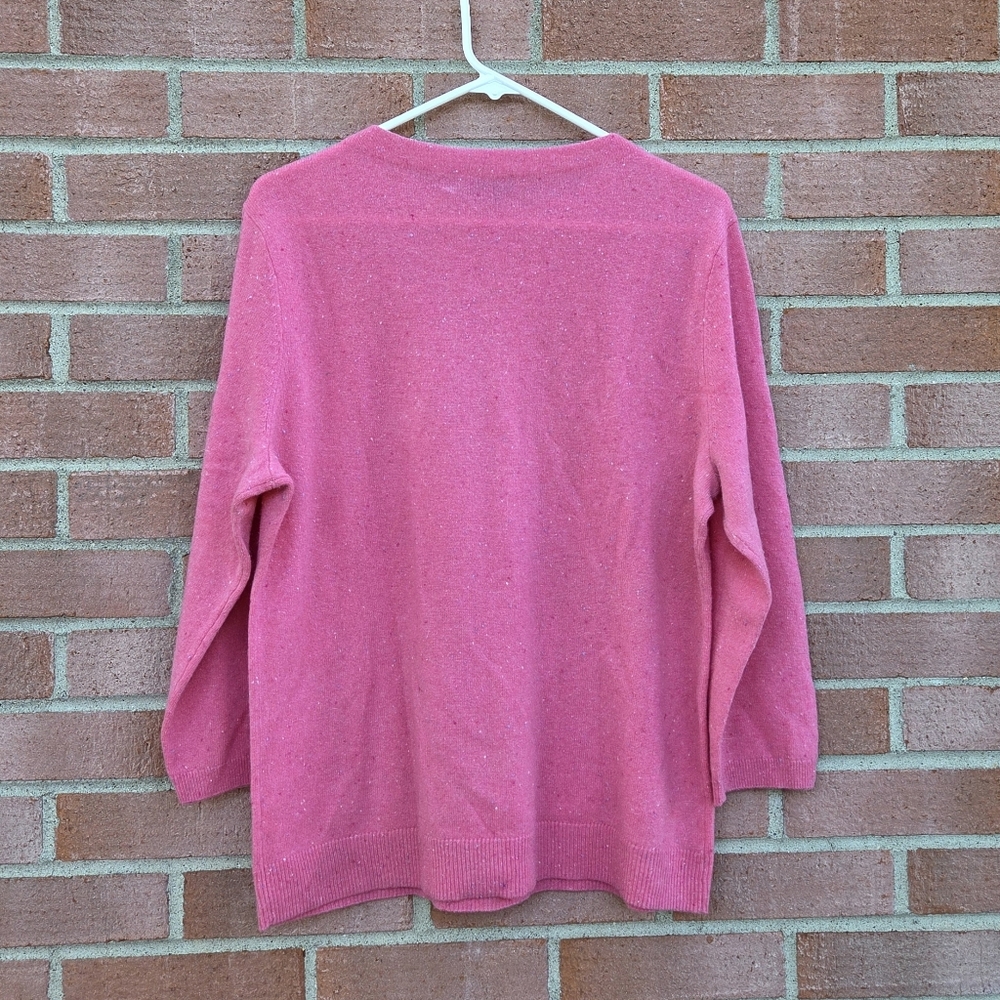 Talbots Audrey Cashmere Speckled Pink Donegal Sweater XL - Picture 5 of 6
